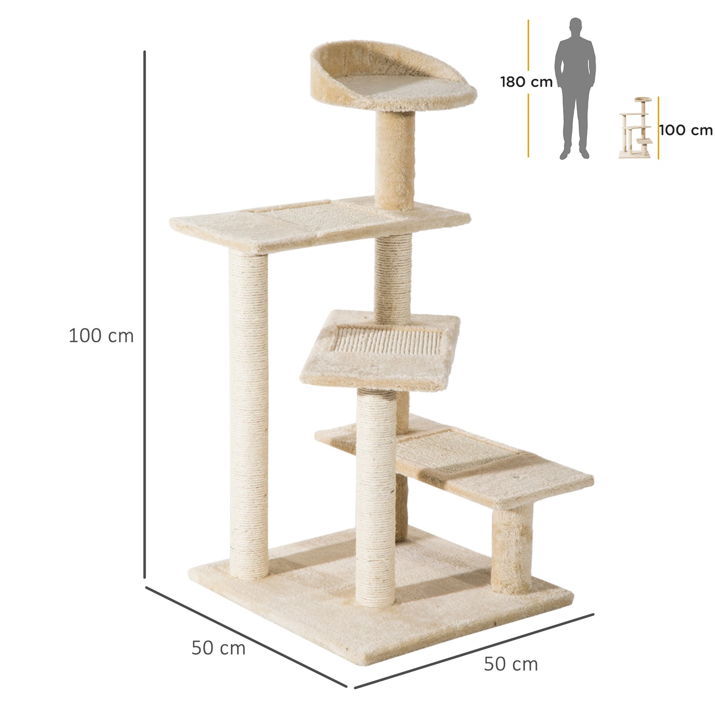 PawHut Cat Tree for Indoor Cats with Scratching Posts