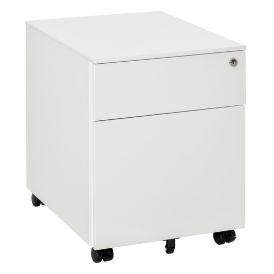 Vertical File Cabinet Steel Lockable with Pencil Tray and Casters Home Filing Furniture for A4, Letters and Legal-sized Files, White-0