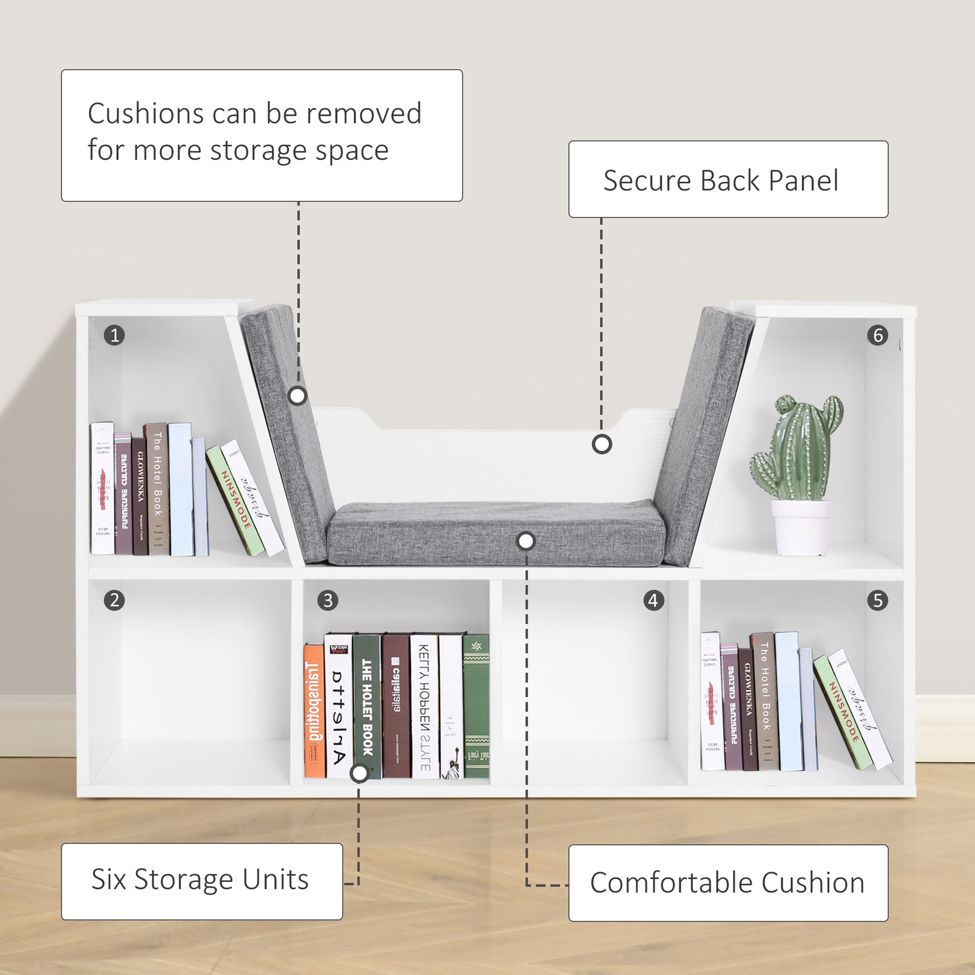 Homcom Six-Compartment Bookcase