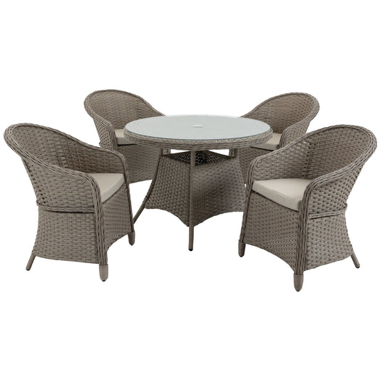 Outsunny 5 Pieces Luxury PE Rattan Dining Sets with Cushion