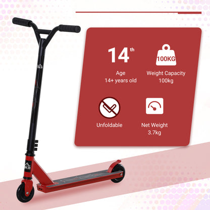 Homcom Teens Lightweight Steel Stunt Scooter Red