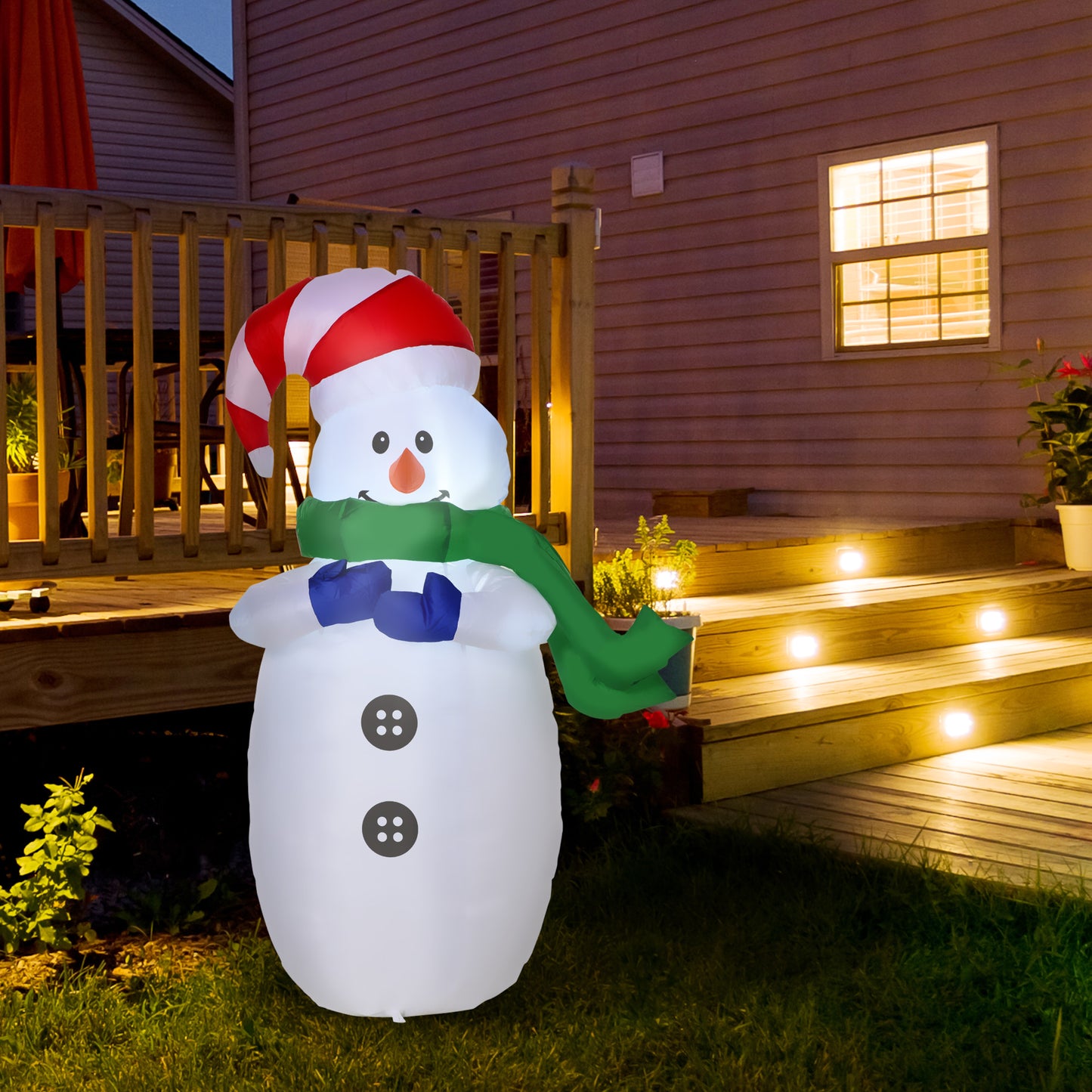 Homcom Inflatable Christmas Snowman 120 cm W/LED Lights-Multicolour