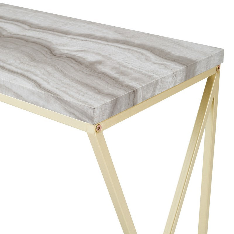 Marbleiz Console Table Marbleiz & Metal Grey & Gold