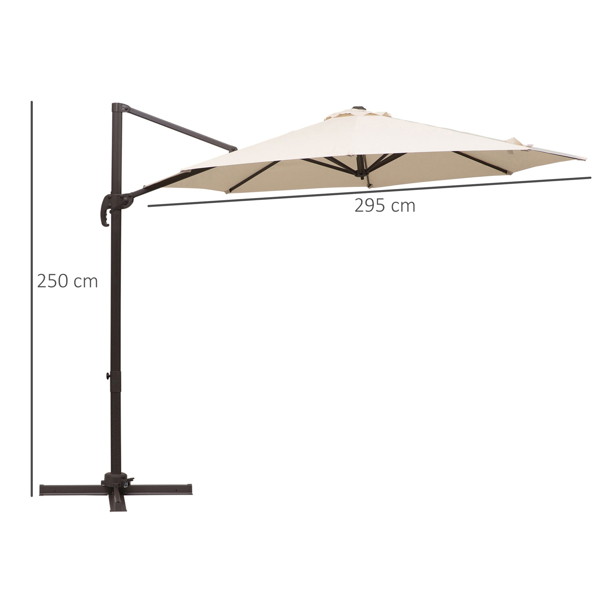 Outsunny 3 m Beach Hanging Umbrella Parasol W/Hand Crank-Beige