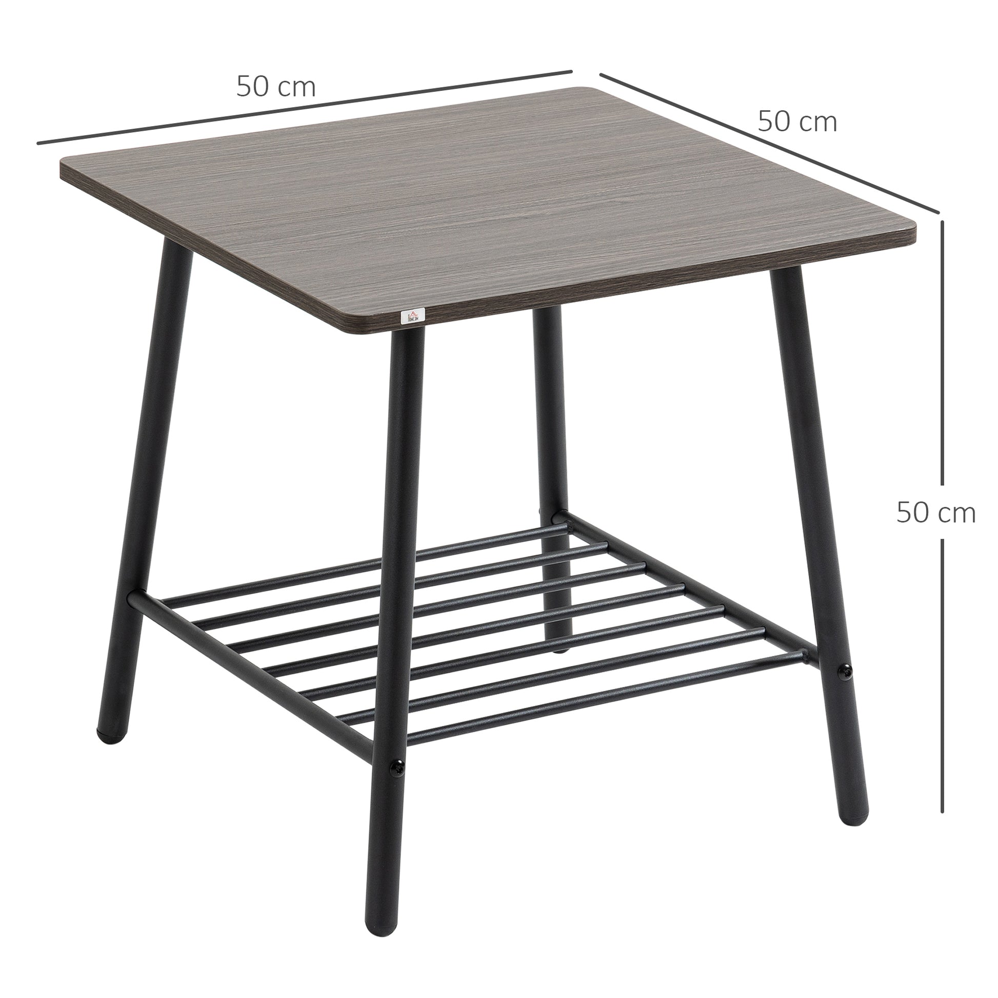 Homcom Side Table with 2-Tier Storage