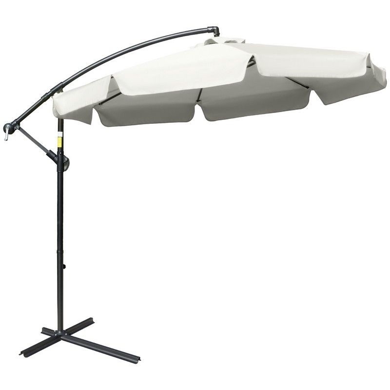 Outsunny 2.7M Garden Banana Parasol Cantilever Umbrella With Crank Handle And Cross Base For Outdoor