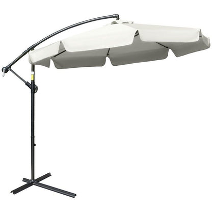 Outsunny 2.7M Garden Banana Parasol Cantilever Umbrella With Crank Handle And Cross Base For Outdoor