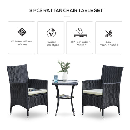 Outsunny Three-Piece Rattan Chair Set