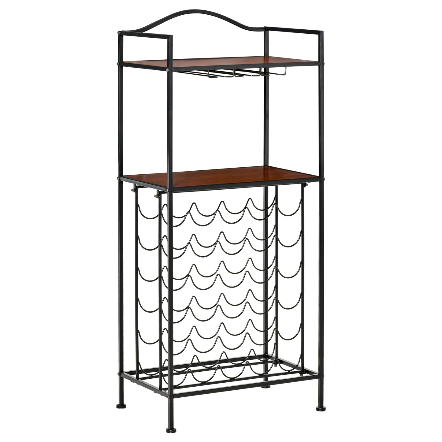 Homcom Industrial 30-bottle Wine Rack Barker's Rack Bar Storage with Glass Holders