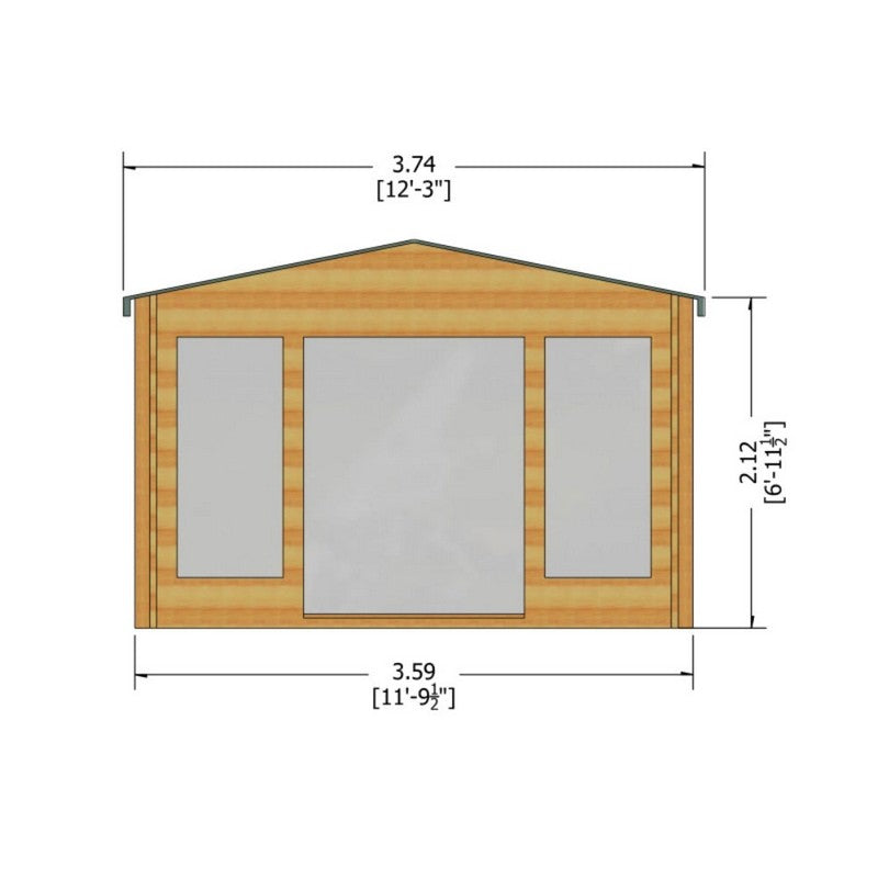 Shire Argyll 11' 9" x 7' 10" Apex Log Cabin - Premium 28mm Cladding Tongue & Groove