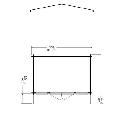 Shire Argyll 11' 9" x 7' 10" Apex Log Cabin - Premium 34mm Cladding Tongue & Groove