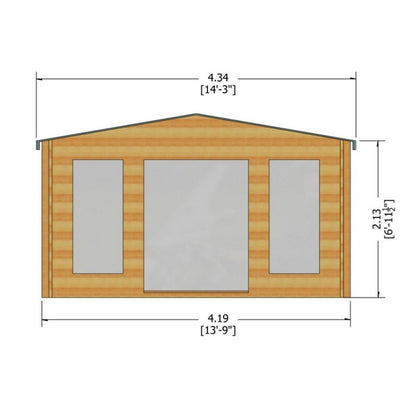 Shire Argyll 13' 8" x 7' 10" Apex Log Cabin - Premium 28mm Cladding Tongue & Groove