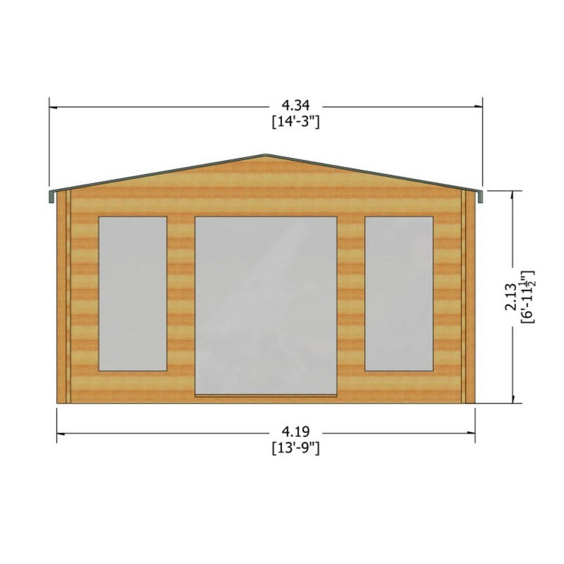 Shire Argyll 13' 8" x 7' 10" Apex Log Cabin - Premium 34mm Cladding Tongue & Groove