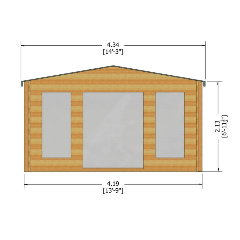 Shire Argyll 13' 8" x 9' 9" Apex Log Cabin - Premium 28mm Cladding Tongue & Groove