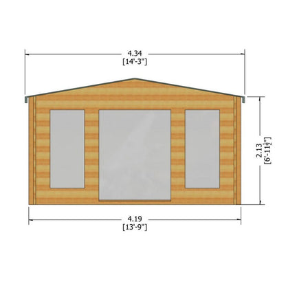 Shire Argyll 13' 8" x 9' 9" Apex Log Cabin - Premium 34mm Cladding Tongue & Groove