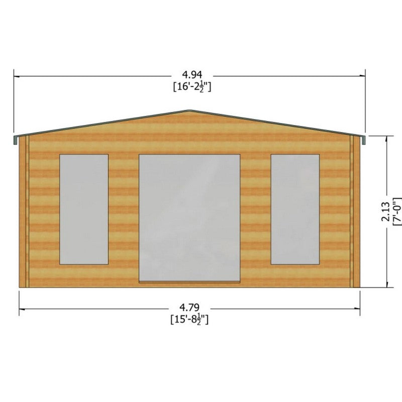 Shire Argyll 15' 8" x 11' 9" Apex Log Cabin - Premium 28mm Cladding Tongue & Groove