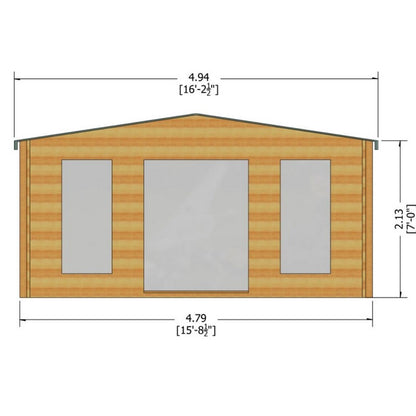 Shire Argyll 15' 8" x 11' 9" Apex Log Cabin - Premium 28mm Cladding Tongue & Groove