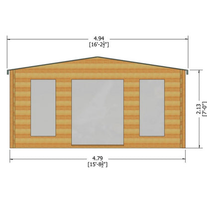 Shire Argyll 15' 6" x 11' 9" Apex Log Cabin - Premium 34mm Cladding Tongue & Groove