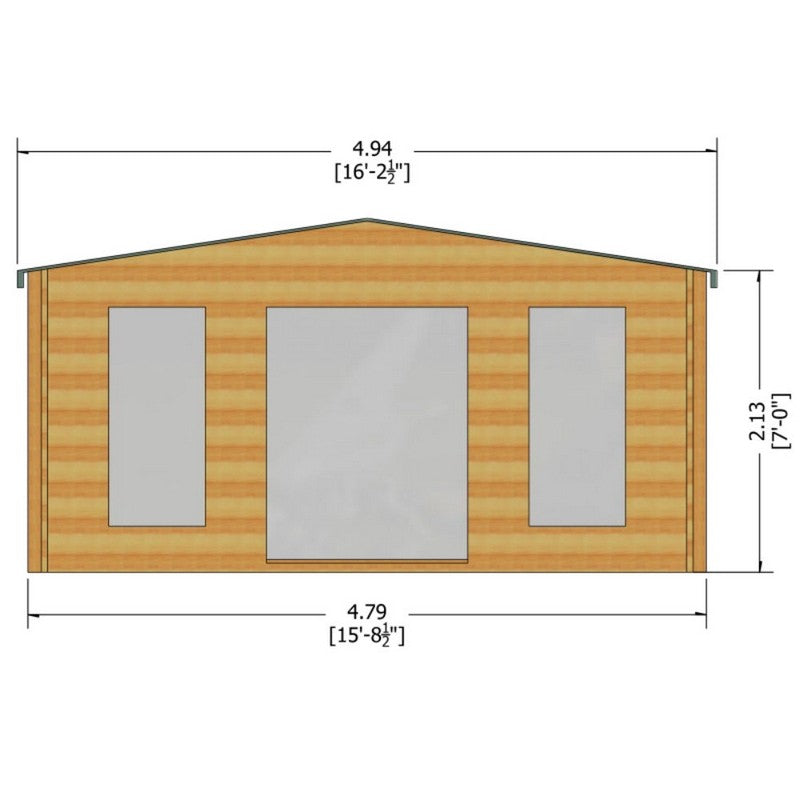 Shire Argyll 15' 8" x 15' 8" Apex Log Cabin - Premium 28mm Cladding Tongue & Groove