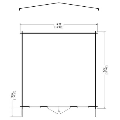 Shire Argyll 15' 6" x 15' 8" Apex Log Cabin - Premium 70mm Cladding Tongue & Groove