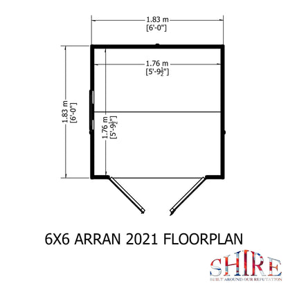 Shire Arran 5' 10" x 5' 10" Apex Shed - Premium Dip Treated Shiplap