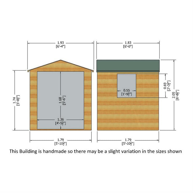 Shire Arran 5' 10" x 5' 10" Apex Shed - Premium Dip Treated Shiplap