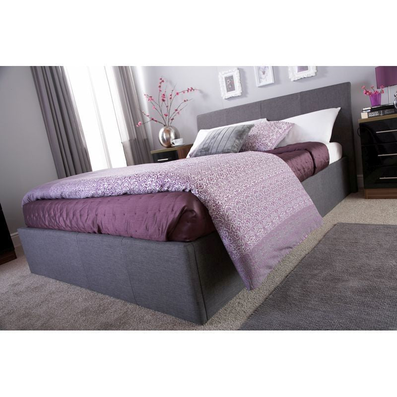 Ascot Double Ottoman Bed Fabric Grey 5 x 7ft