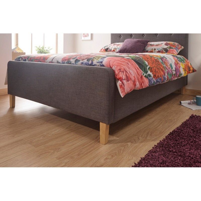 Ashbourne King Size Ottoman Bed Fabric Grey 5 x 7ft