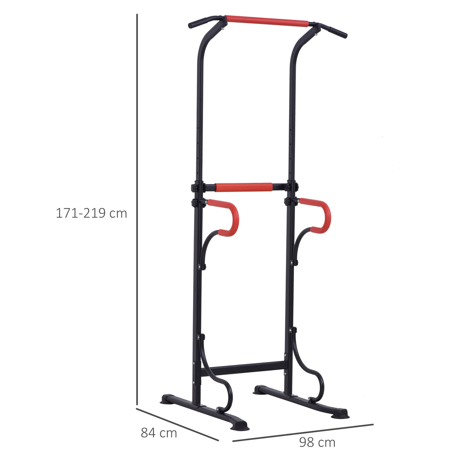 Homcom Steel Multi-Use Exercise Power Tower Pull Up Station Adjustable Height W/ Grips