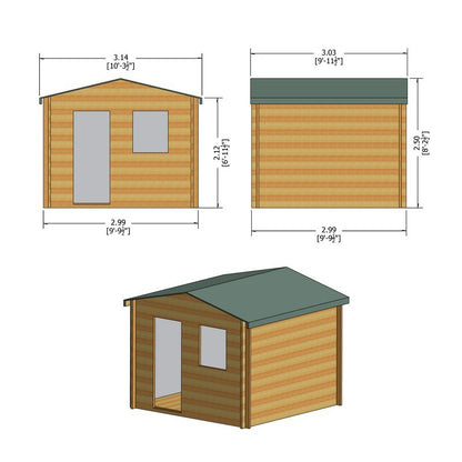 Shire Avesbury 10' x 10' Apex Log Cabin - Budget 19mm Cladding Tongue & Groove