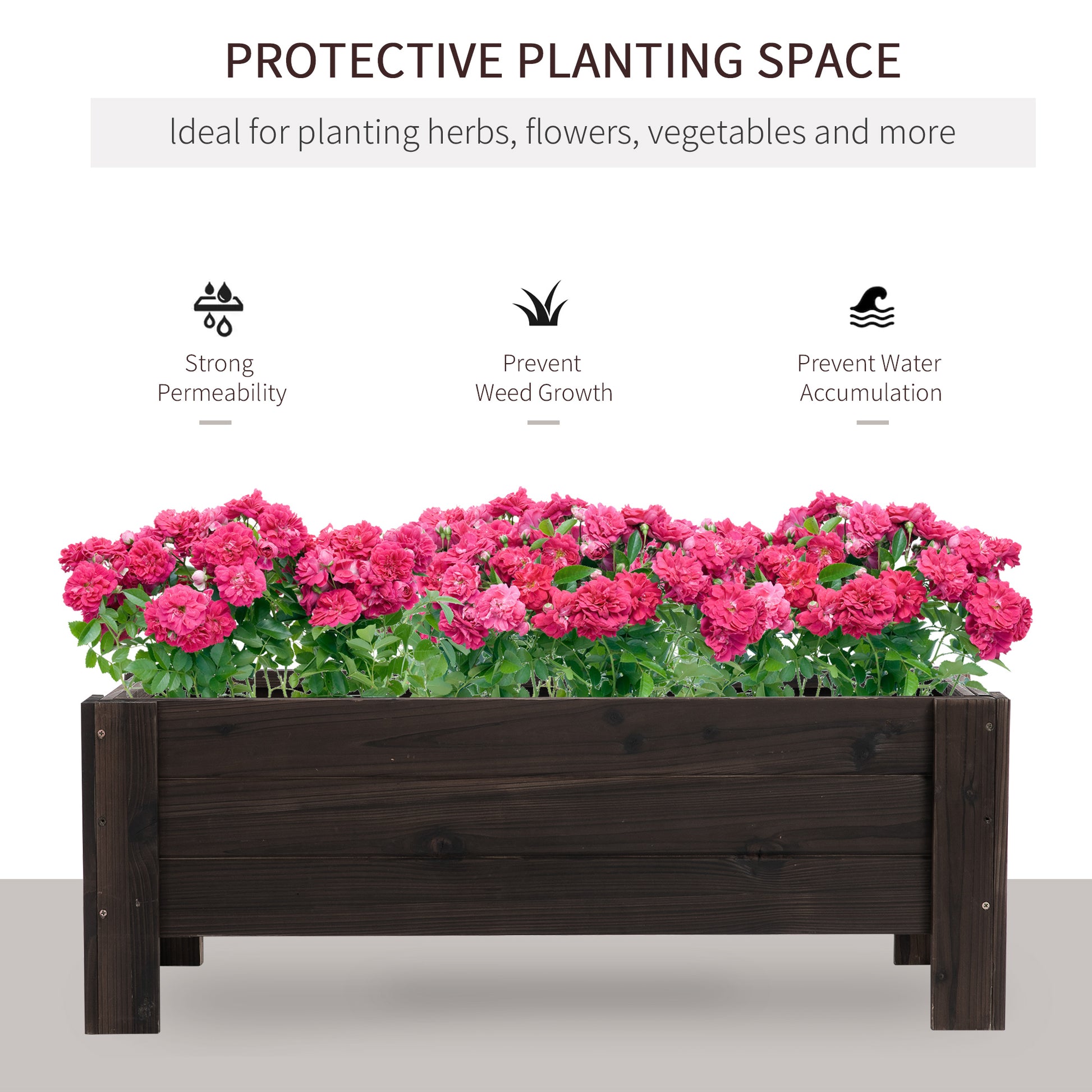 Outsunny 58L Garden Raised Bed Planter Grow Containers for Outdoor Patio Plant Flower Vegetable Pot Fir Wood