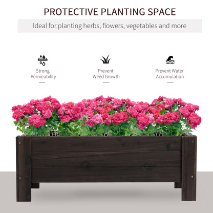 Outsunny 58L Garden Raised Bed Planter Grow Containers for Outdoor Patio Plant Flower Vegetable Pot Fir Wood