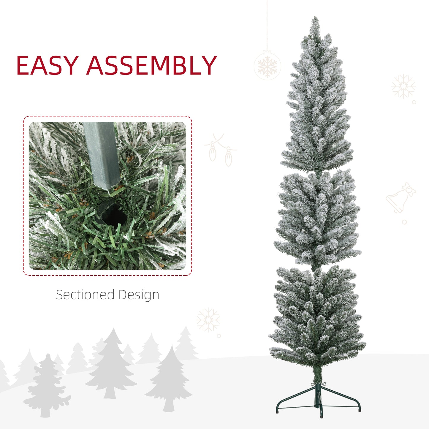 6ft Slim Christmas Tree Artificial - White Frosted Green  329 Tips