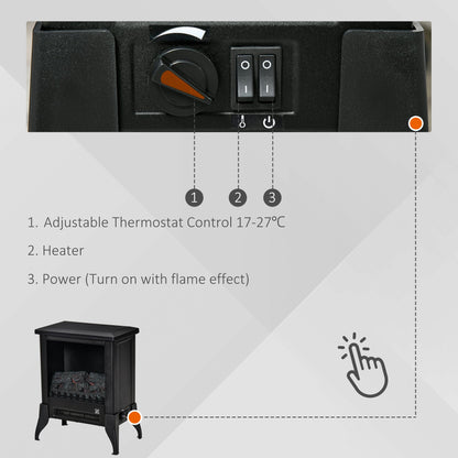 Homcom Freestanding Electric Fireplace Stove with Flame Effect and Overheat Protection