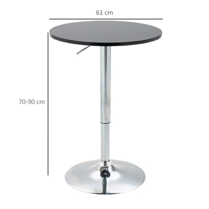 Homcom Round Height Adjustable Bar Table Counter Pub Desk with Metal Base for Home Bar