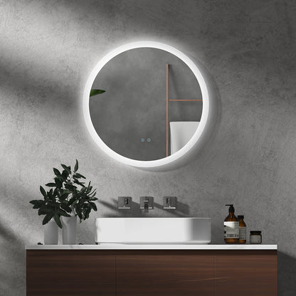 kleankin Round Bathroom Mirror with LED Lights