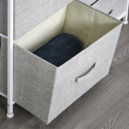 Homcom 5 Drawer Linen Basket Storage Unit Home Organisation w/ Shelf Handles Metal Frame Adjustable Feet Hallway Home Dresser Grey