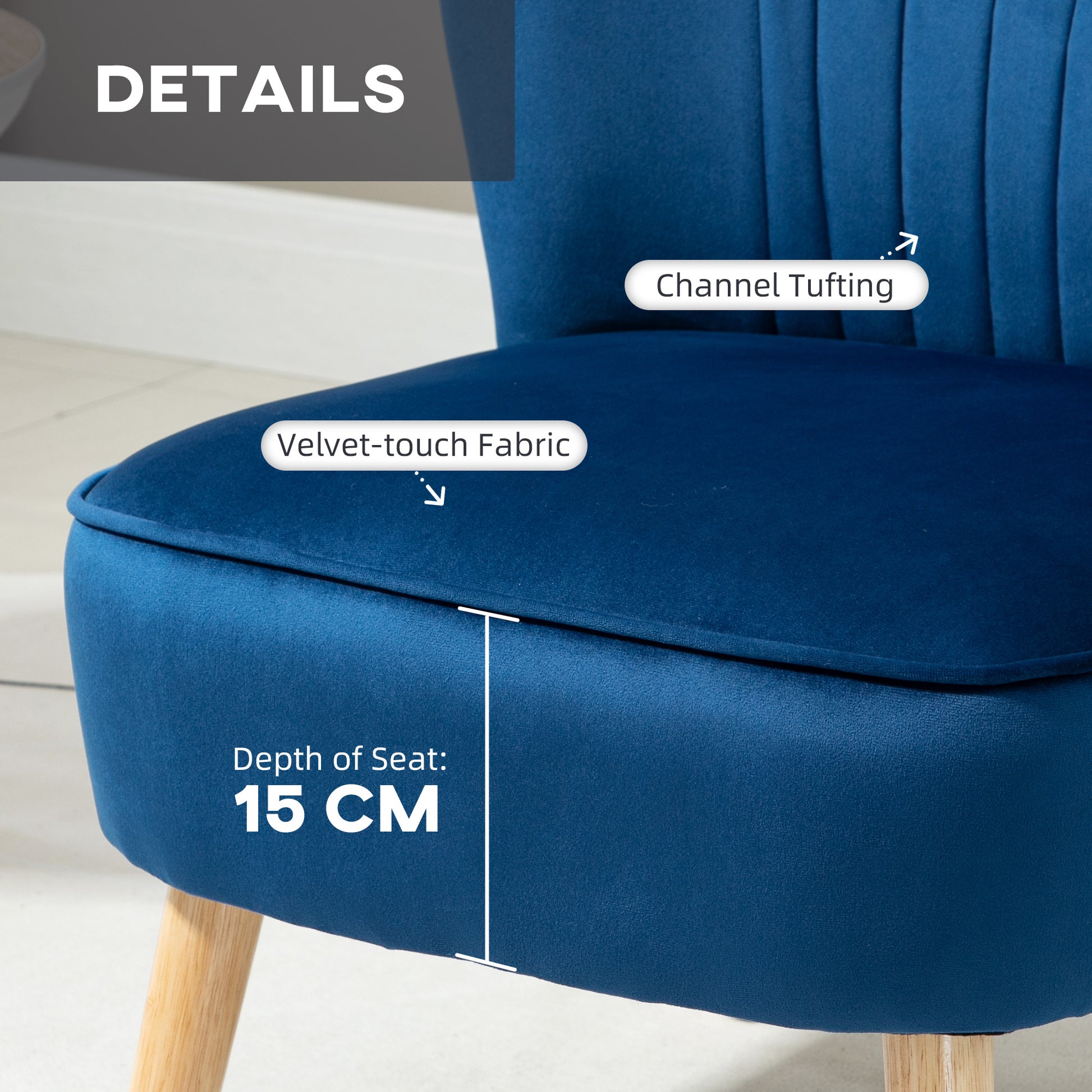 Homcom Velvet-Feel Tub Chair and Footstool - Blue