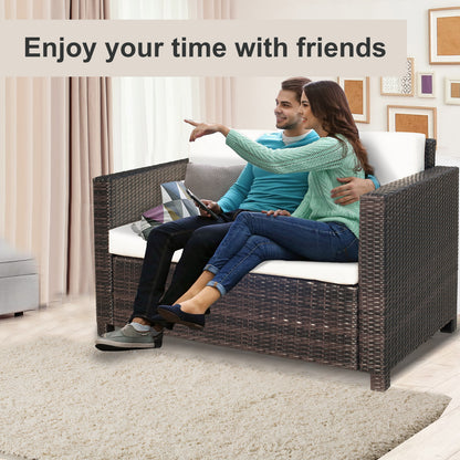 Outsunny Two-Seater Rattan Sofa - Brown