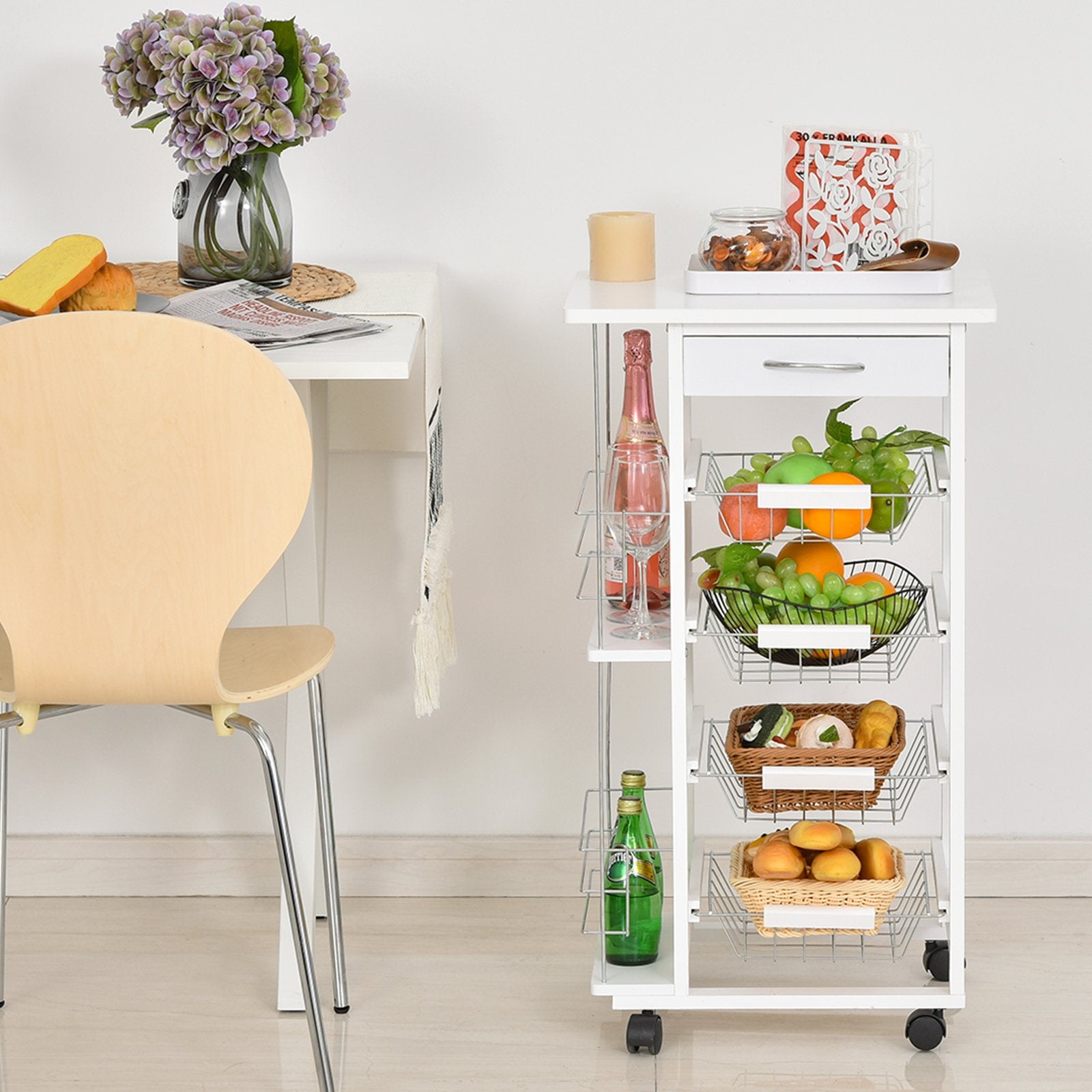 Homcom Medium-density fibreboard Multifunction Kitchen Island Trolley White