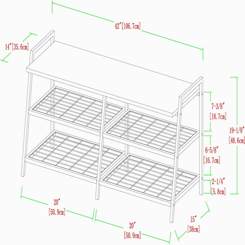 Contemporary Large Shoe Storage Black 2 Shelves