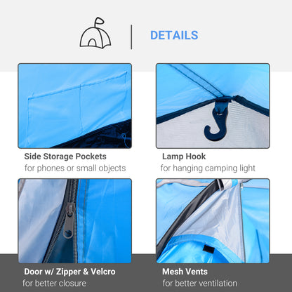 Outsunny 2-3 Man Tunnel Tents w/ Vestibule Camping Tent Porch Air Vents Rainfly Weather-Resistant Shelter Fishing Hiking Festival Shelter Home