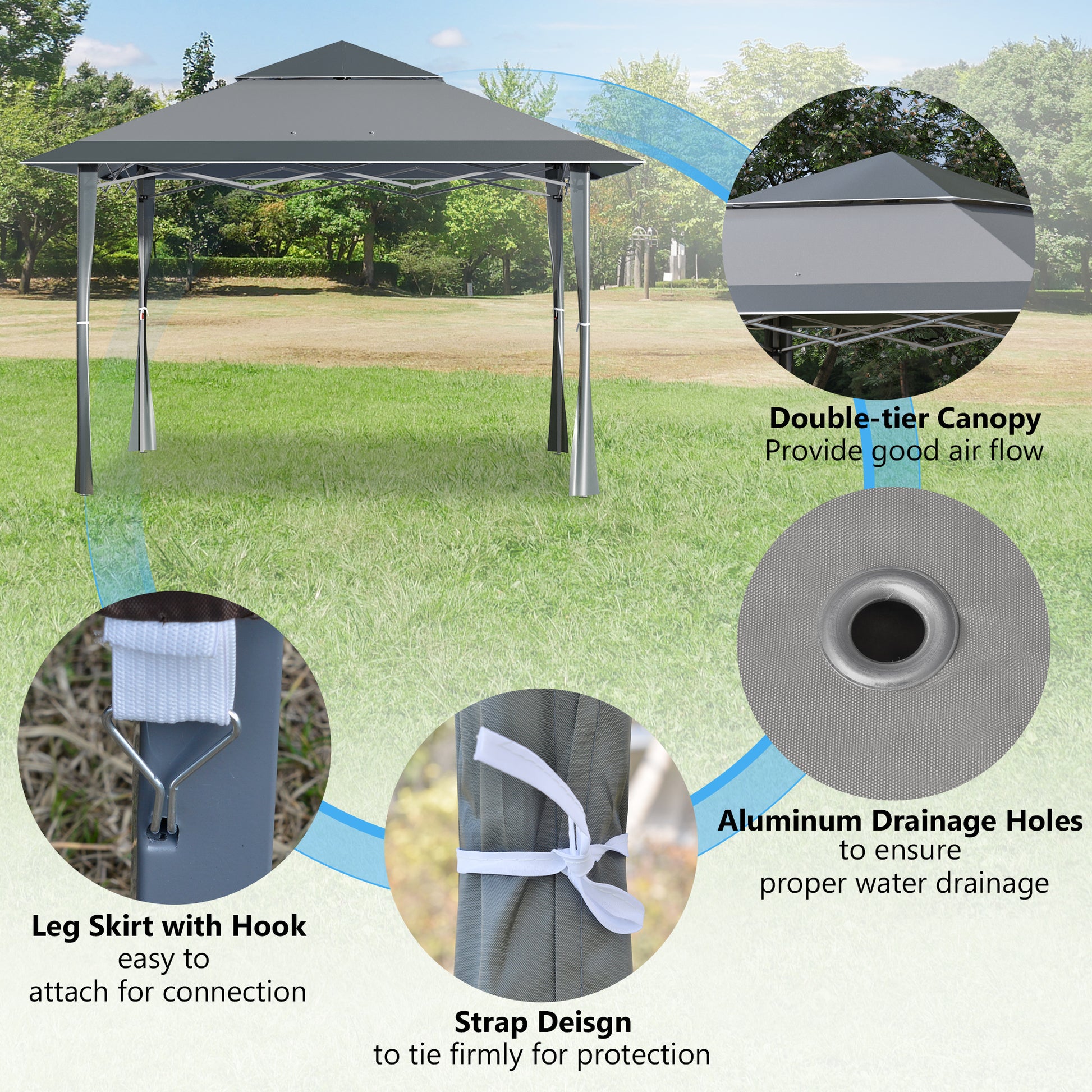 Outsunny 4 X 4M Pop-Up Gazebo Double Roof Canopy Tent With Uv Proof