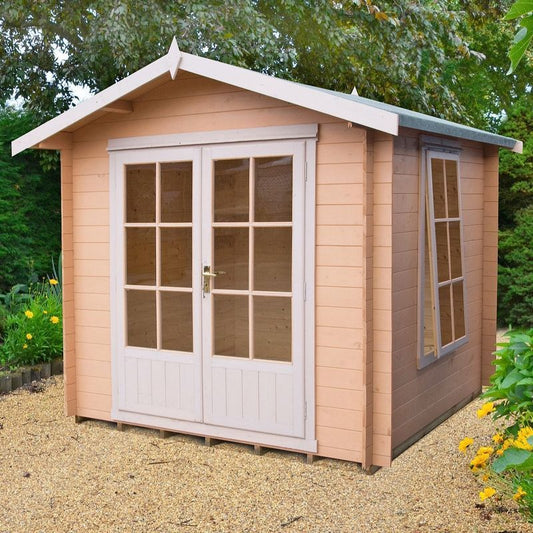 Shire Barnsdale 7' 4" x 7' 7" Apex Log Cabin - Premium 19mm Cladding Log Clad