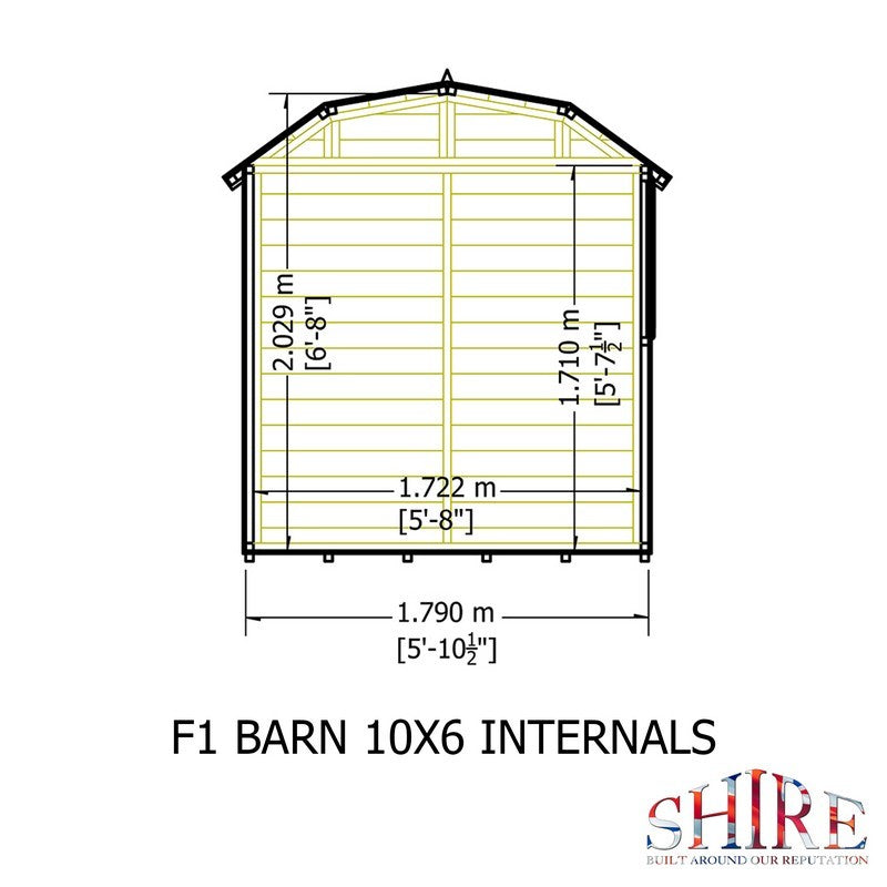 Shire Barn 9' 9" x 5' 10" Barn Shed - Premium Coated Shiplap