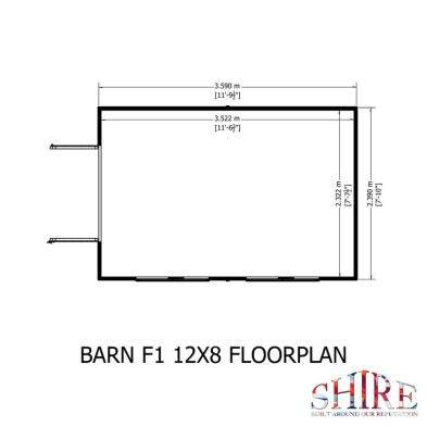 Shire Barn 11' 9" x 7' 10" Barn Shed - Premium Coated Shiplap