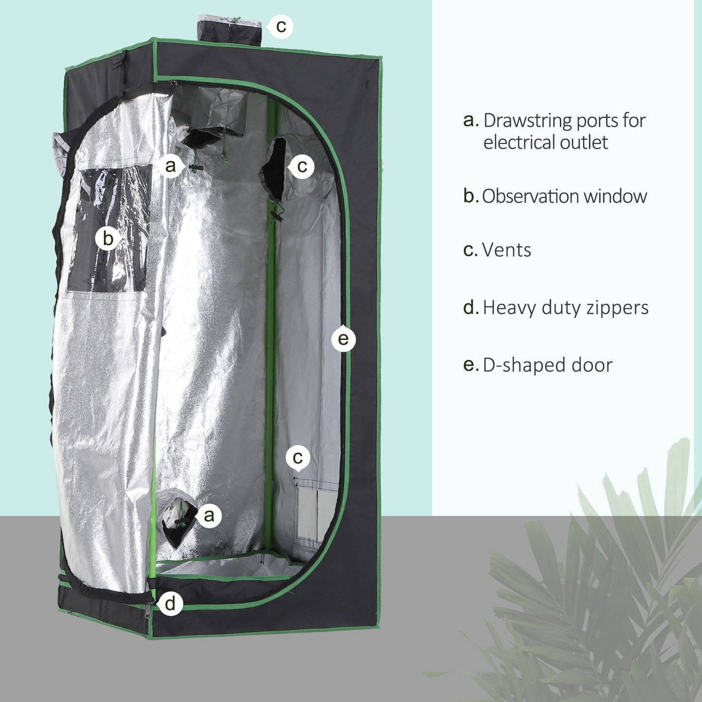 Outsunny Hydroponic Plant Grow Tent W/ Window Tool Bag