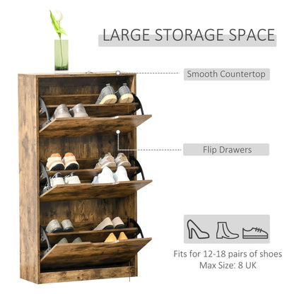 Homcom Shoe Cabinet with 3 Flip Doors