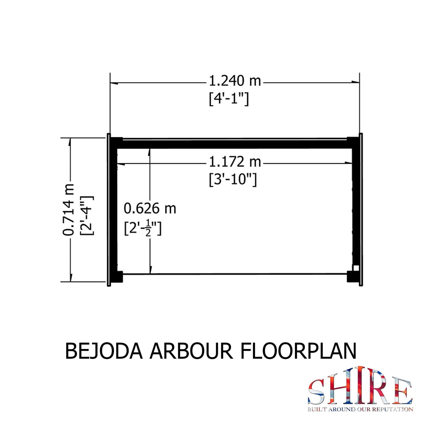 Shire Bejoda 2' 4" x 4' Apex Garden Arbour - Classic Pressure Treated Slatted