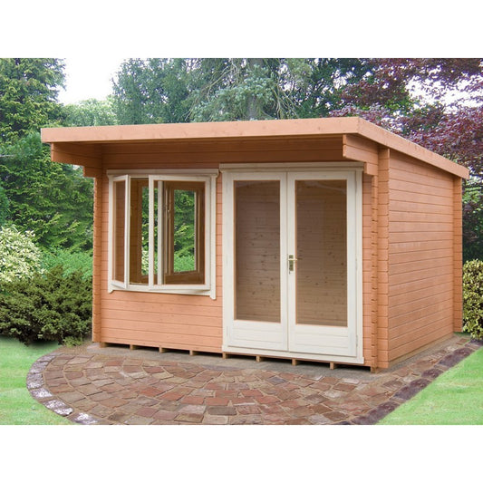 Shire Belgravia 9' 9" x 9' 9" Pent Log Cabin - Classic 28mm Cladding Tongue & Groove